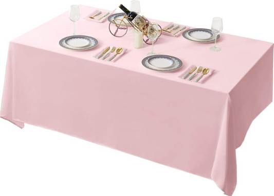 Surmente Pink Tablecloth 90 x 132 Inch Rectangular Polyester Table Cloth for Weddings and Banquets