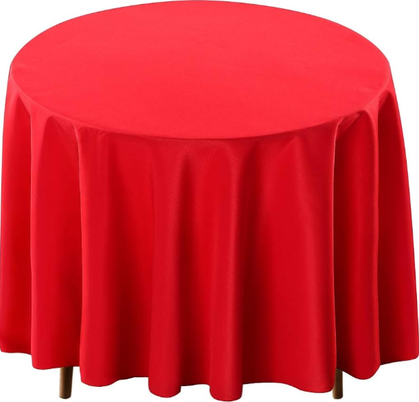 Surmente 120-Inch Red Round Tablecloth – Elegant Polyester Table Cover for Weddings, Banquets, and Restaurants