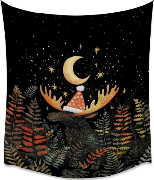 Cute Moose Tapestry Review: Winter Christmas Aesthetic Wall Hanging Decor 30x40 Inch