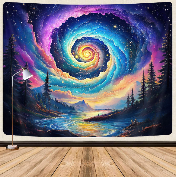 Galaxy Space Tapestry Review | Colorful Trippy Forest and Starry Sky Wall Hanging for College Bedrooms and Home Decor (60×40)