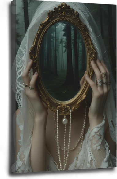 Mirror Face Dark Art Poster Print Review: Vintage Victorian Gothic Wall Art in Wood Frame