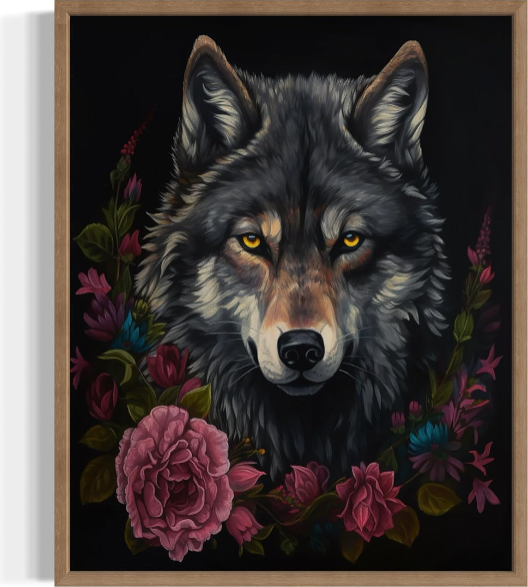 Vintage Wolf Poster Art Print Review | Gothic Halloween Wall Art for Spooky Academia Bedroom Décor (8×10, Wood Frame)