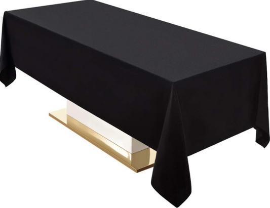 Surmente Black 60 x 120 Inch Rectangular Polyester Tablecloth for Weddings and Banquets