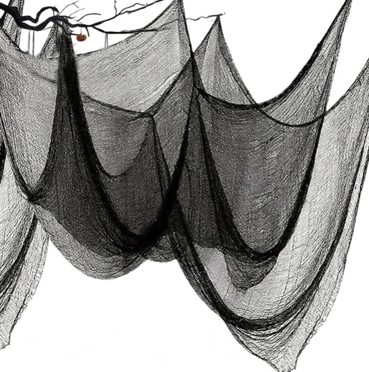 Large Halloween Creepy Cloth 48 x 315 Inch Black Cheesecloth for Spooky Outdoor and Indoor Decor