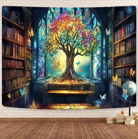 Mysterious Library Tapestry Review – Enchanted Tree and Magic Bookshelf Wall Hanging for Classrooms, Dorms, and Bedrooms (60x40 Inches)