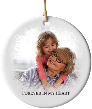 Personalized Memorial Ornament - Custom Photo Keepsake Gift - Remembrance Ceramic Ornament for Loss of Loved One - Nana Mom Dad Family Tribute