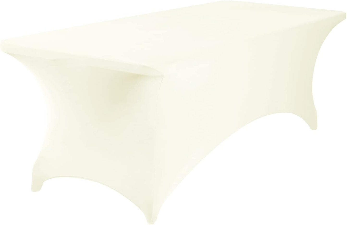 4Pack Spandex Waterproof Table Covers 8ft，Spandex 8ft Waterproof Table Cover for Party,Wedding, Banquet, and Events(Ivory)