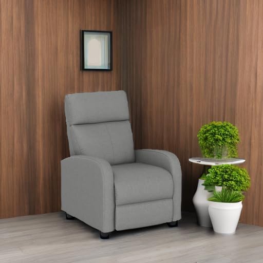 BestMassage | Recliner Chair | with 2 Point Massage Function | Textile Grey | with Lumbar Support, Adjustable Push Back, Footrest & Padded Seat | Easy Assembly | for Living Room, Home Theatre