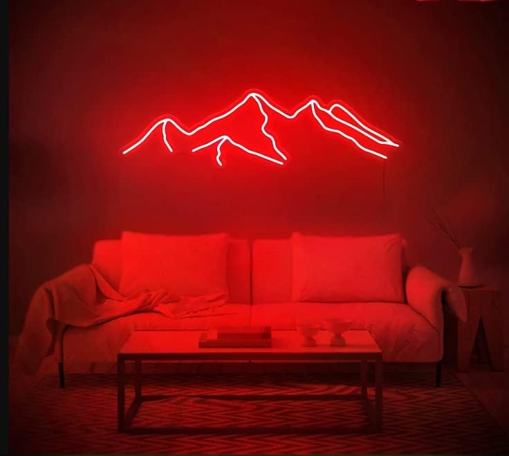LED Decorative Lights USB Mountains Sunrise Sunset Led Neon Signs Home Decoration Wall Art Holiday Gift Brightness Adjustable 16.5''x9.5''