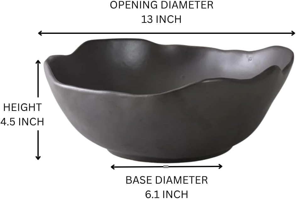 Serene Spaces Living Ceramic Collection of Plates, Bowls, Vases- Dinnerware, Centerpiece for Vintage Weddings, Events (Black - XXL - Pack of 4)