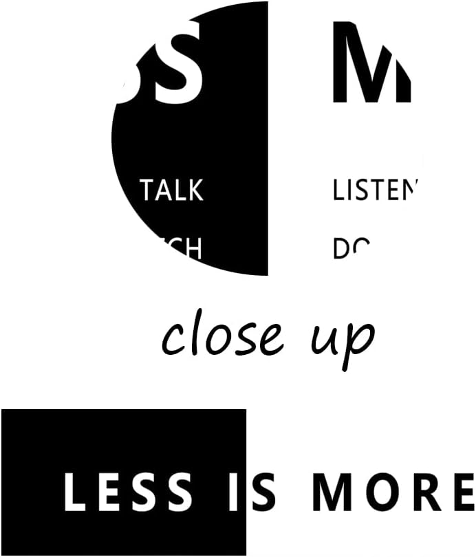 Motivational Print Wall Art for Office Black and White Less is More Inspirational Poster Inspiring Picture Painting Modern Artwork for Home Bedroom Living Room Office Decor Frame[24''W X 36''H]