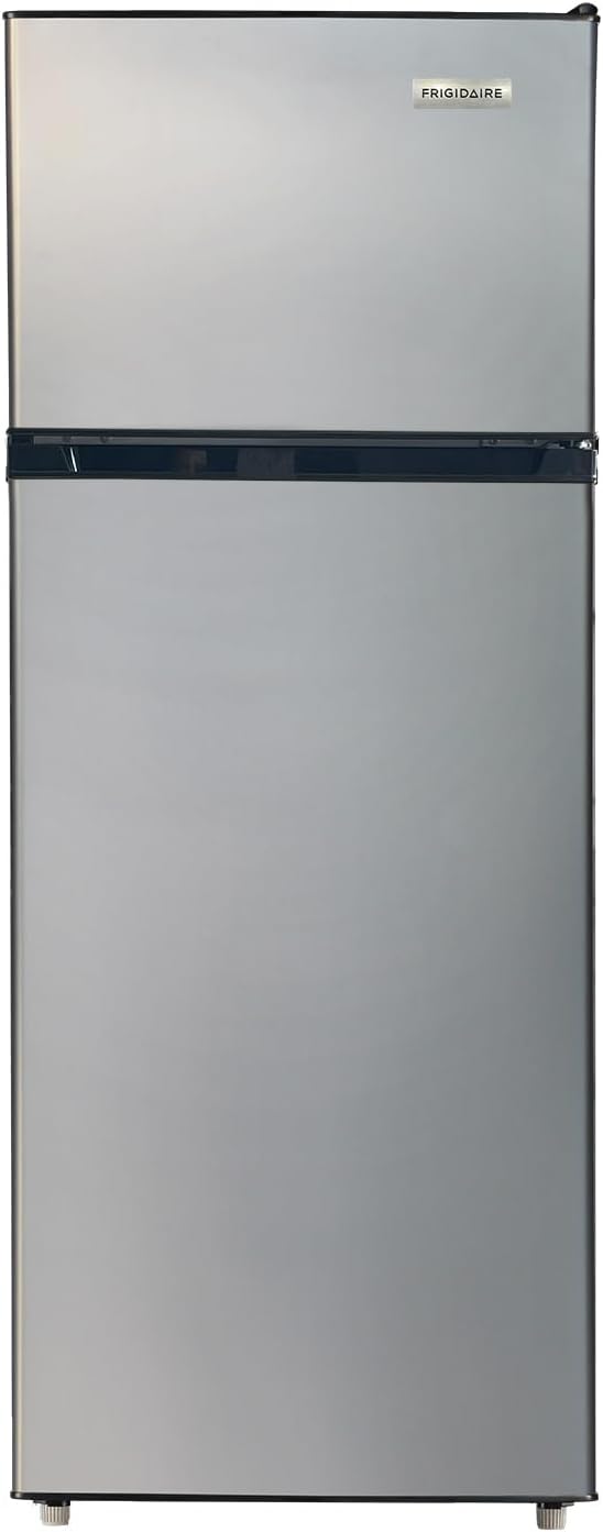 Frigidaire, 2 Door Apartment Size Refrigerator with Freezer, 7.5 cu ft, Adjustable Spill-Proof Shelves, Door & Crisper Bins, Platinum Silver, Garage Ready