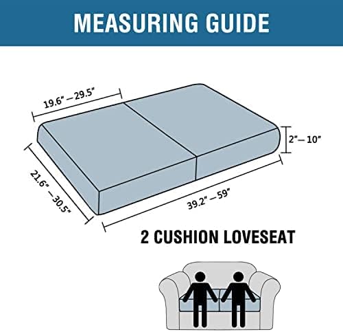 H.VERSAILTEX Super Stretch Individual Seat Sofa Covers Couch Slipcover Sets Thick Jacquard Textured Twill Fabric (2 Piece Medium Cushion Covers, Dove)