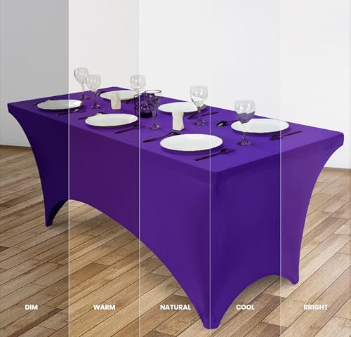 Utopia Kitchen 6FT Spandex Tablecloth [1 Pack, Purple] 200 GSM Stretch, Fitted, Washable and Wrinkle Resistant Table Cloth Rectangle Cover for Trade Shows, Wedding, Parties [72Lx30Wx30H Inch]