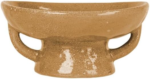 Creative Co-Op Stoneware Footed Pedestal/Bowl with Handles, Reactive Glaze, Taupe