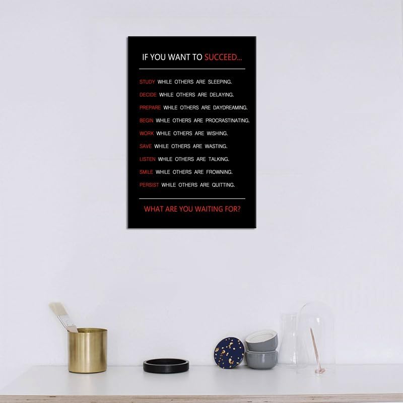 Inspirational Canvas Wall Art If You Want to Succeed Motivational Painting Positive Entrepreneur Quotes Poster Success Pictures Print Wall Decor Artwork for Living Room Office Framed [18''Wx 12''H]