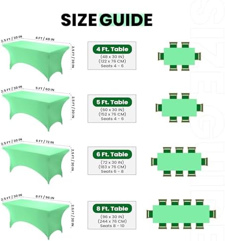 Utopia Kitchen 6FT Spandex Tablecloth [1 Pack, Bright Green] 200 GSM Stretch, Fitted, Washable and Wrinkle Resistant Table Cloth Rectangle Cover for Trade Shows, Wedding, Parties [72Lx30Wx30H Inch]