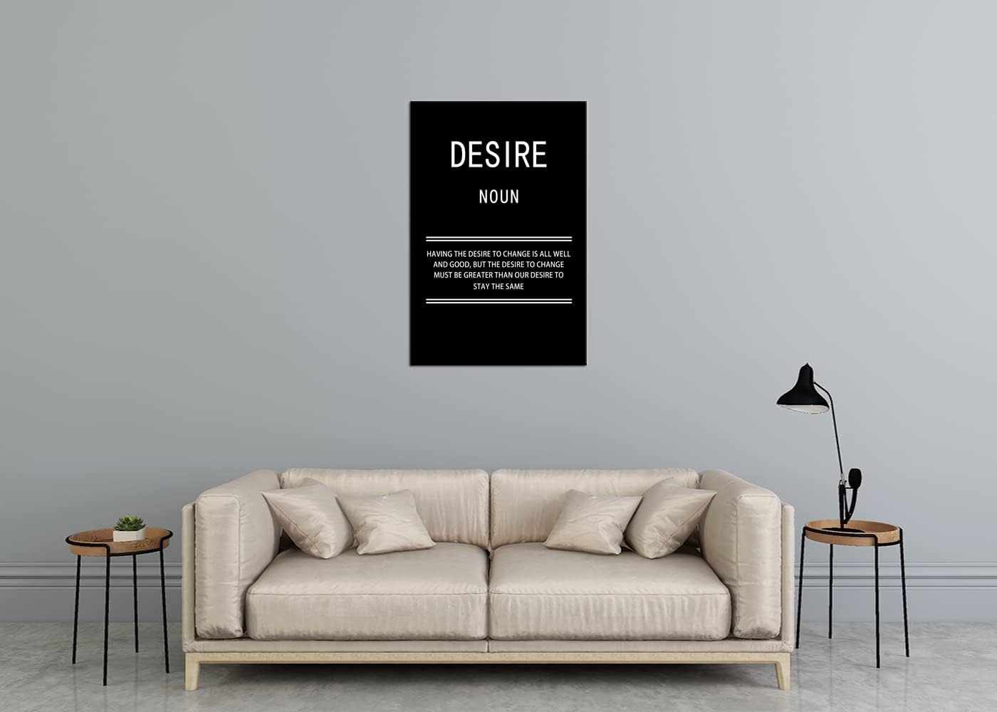 WYJZDZQ8 Desire Noun Inspirational Canvas Office Print Wall Art Motivational Picture Poster Painting Modern Inspiring Artwork for Home Living Room Bedroom Decor Ready to Hang [24''W x 36''H]