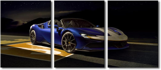 TUMOVO Sports Car Canvas Wall Art Painting Super Car Wall Decor for Living Room Pictures Print on Canvas 3 Pieces Hypercar Framed Modern Artwork for Home Wall Boys Bedroom Decorations, 36" Wx16 H