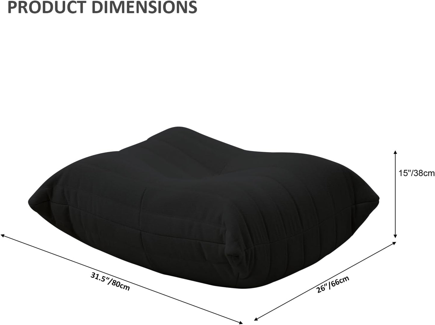 Luxury Ottomans, Modern Square Foot Rest for Sofa Couch Chair, Lazy Floor Seating, Fireside Bean Bag Chair, Tatami Sofa Lounger for Living Room, Bedroom, Office, Black