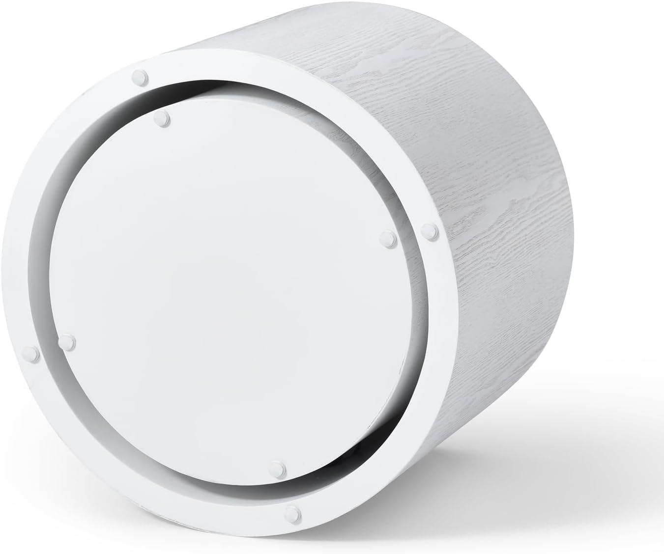 Nesting Coffee Table Set of 2, Modern Round Coffee Table with Non-Slip Feet, Wooden Circle Accent Tables for Small Spaces Living Room Bedroom Balcony Office Drum Side Table (White)