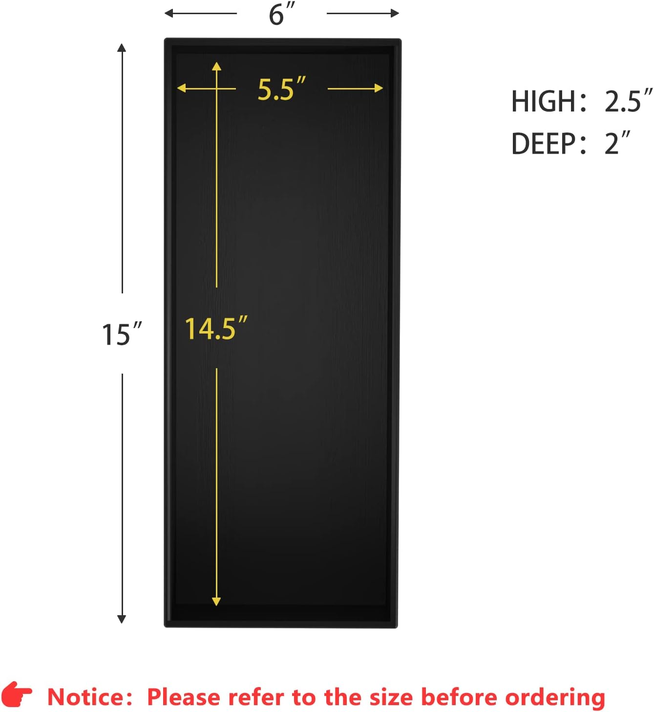 Black Bamboo Drawer Organizer - Silverware&Utensil Holder Organizer for Kitchen Drawers, Multi-Use Drawer Dividers Boxes for Bathroom Counter，Cabinet, Garage, Office Desk, Makeup, Jewelry (15"6"2.5")