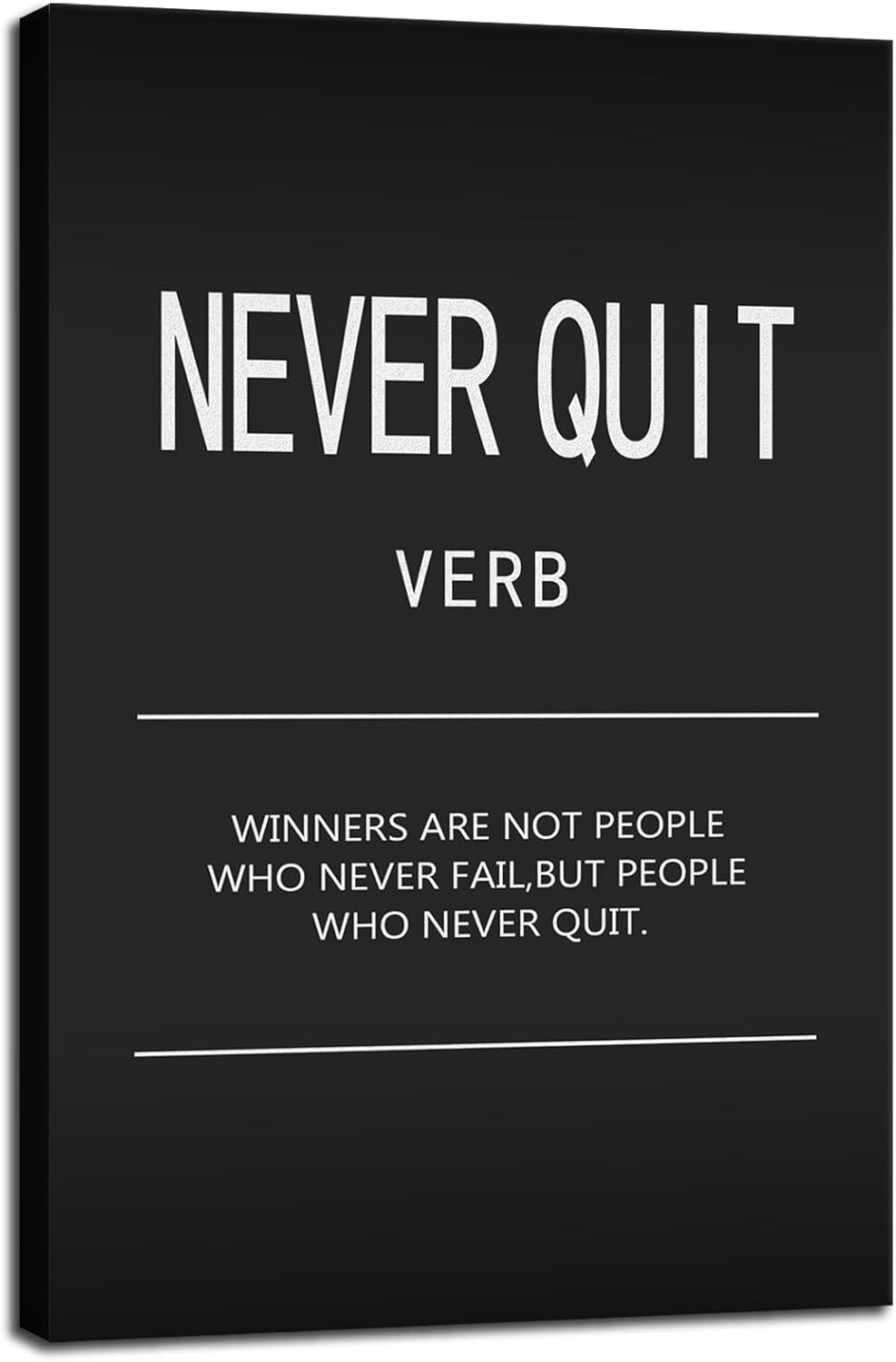 Inspirational Office Decor Wall Art Canvas Never Quit Verb Artwork for Home Motivational Quotes Bedroom Inspirational Posters Wall Art for Living Room Wood Framed Ready to Hang[12" W X 18" H]
