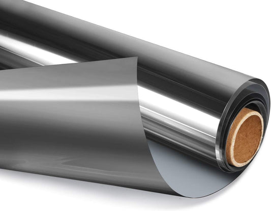 HIDBEA One Way Privacy Window Film, Daytime Mirror Reflective Heat Control UV Sun Blocking Non-Adhesive Static Cling Window Tint for Home and Office(Black-Silver, 41.3 Inch x 6.5 Feet)