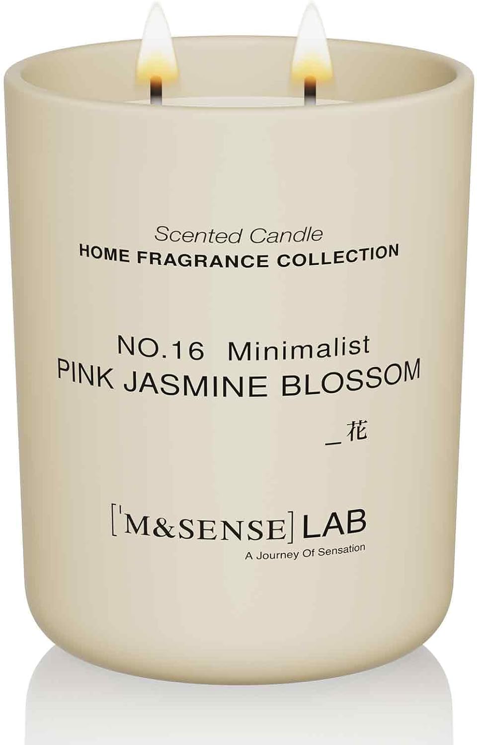 M&SENSE Natural Soy Candle| Pink Jasmine Blossom | 16.6 oz, 95H Burn | Minimalist Scented Candle for Relaxation, Gifting, Home Décor | for Bedroom, Office, Party Large