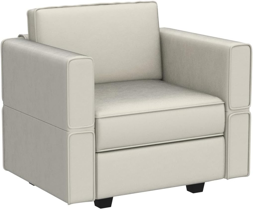 Belffin Modular Sectional Arm Chair Accent Chair with Storage Seat Single Club Chair for Apartment Velvet Grey