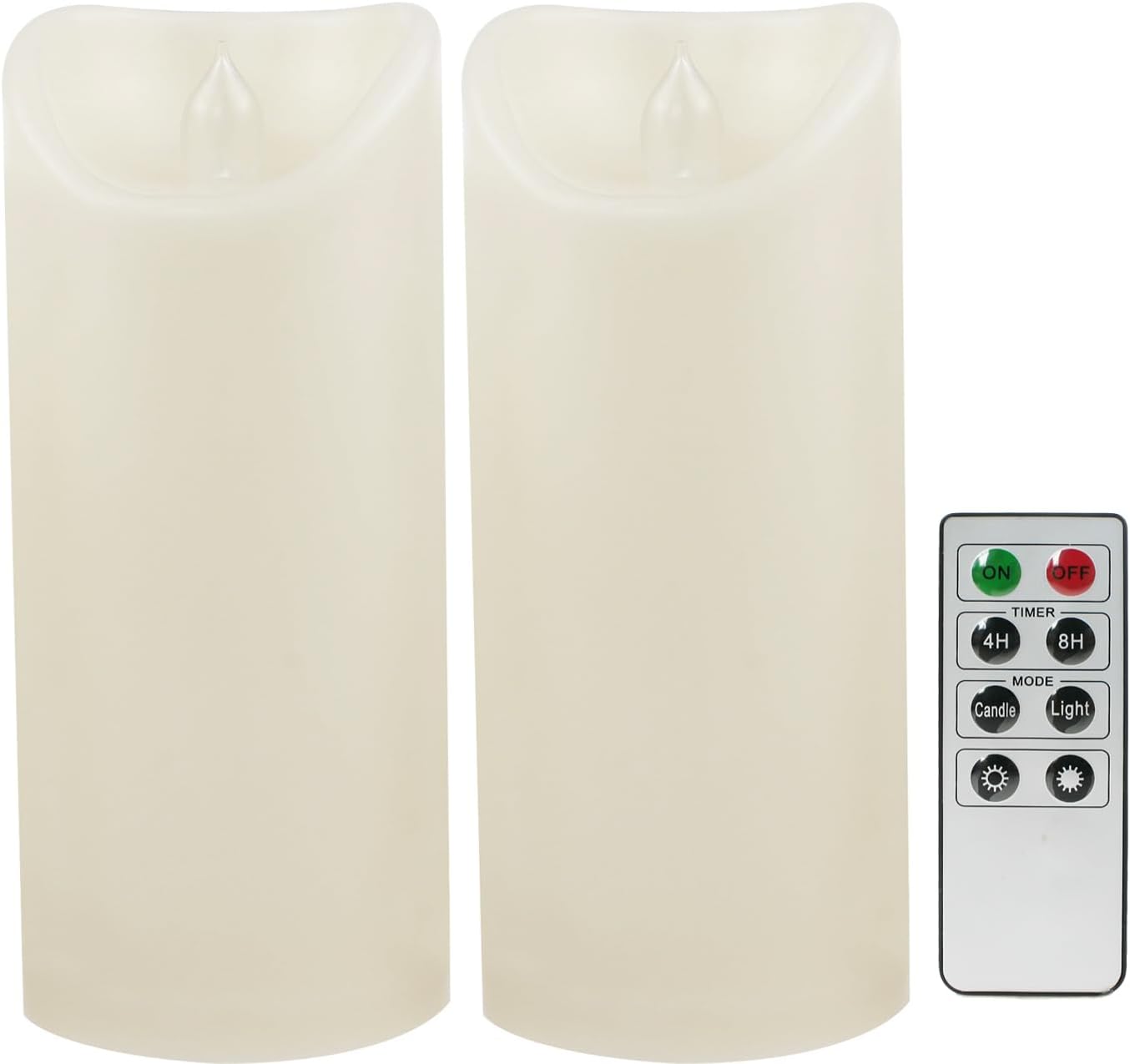 CANDLE CHOICE Outdoor Battery Operated Flameless Candles with Remote Timer Waterproof Flickering Plastic Electric LED Pillar Lights for Lantern Patio Garden Wedding Party Decorations 3x7 Inches 2 PCS