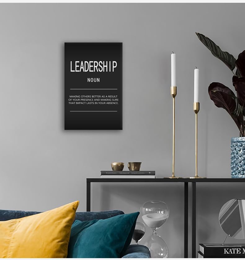 Inspirational Wall Art Painting Prints on Canvas Motivational Pictures Leadership Noun Inspiring Entrepreneur Quotes Posters Decor Artwork Office Home Living Room Decor Wood Framed[12" W X 18" H]