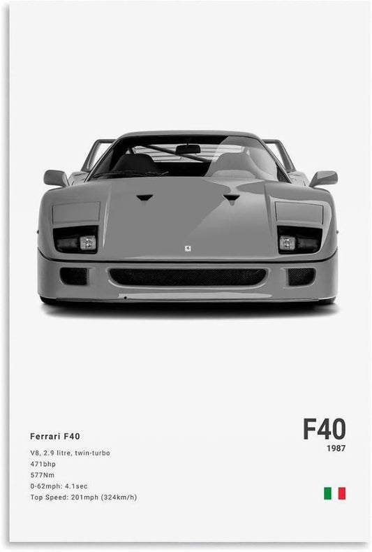 Farrari Car Posters For Walls Vintage Racing Car Canvas Prints For Home Decor Office Decor CUnframe-style 20x30inch(50x75cm)