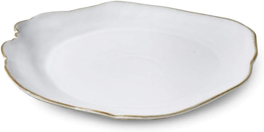 Serene Spaces Living Set of 2 Medium Free-Form Edge Glazed Ceramic Plate- Dinnerware for Vintage Weddings, Events, Measures 9" Long, 8" Wide and 1" Tall