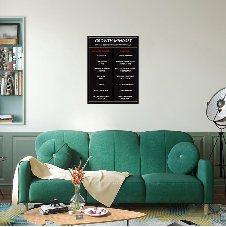 Motivational Canvas Wall Art Inspirational Growth Mindset Poster Canvas Paintings Inspiring Picture Prints Artwork for Home Living Room Office Wall Decor Wooden Framed Ready to Hang [18''W x 24''H]