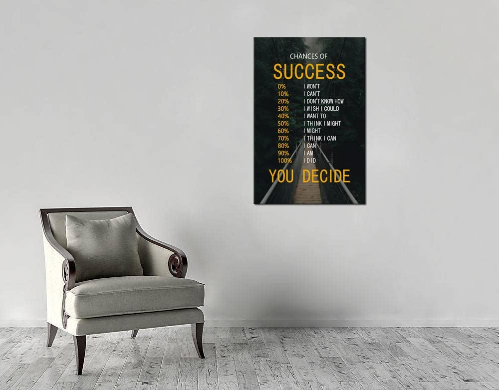 Inspirational Canvas Wall Art for Office Chances of Success Motivational Positive Poster Inspiring Painting Prints Wall Pictures for Living Room Home Decor Framed Artwork [24''W x 36''H]