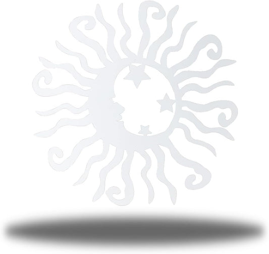 Riverside Designs Wacky Solar Moon Metal Wall Art Steel Outdoor Decor | Heavy-Duty and Waterproof | Made in USA (White, 24L x 24W)