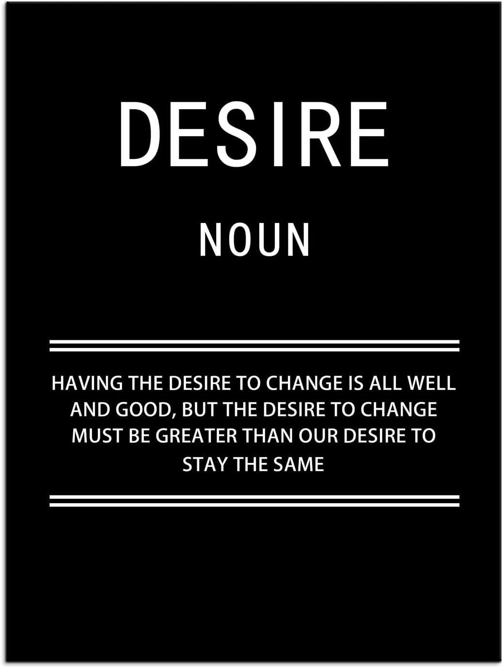 WYJZDZQ8 Inspirational Canvas Office Print Wall Art Desire Noun Motivational Picture Poster Painting Modern Inspiring Artwork for Home Living Room Bedroom Decor Ready to Hang [30''W x 40''H]