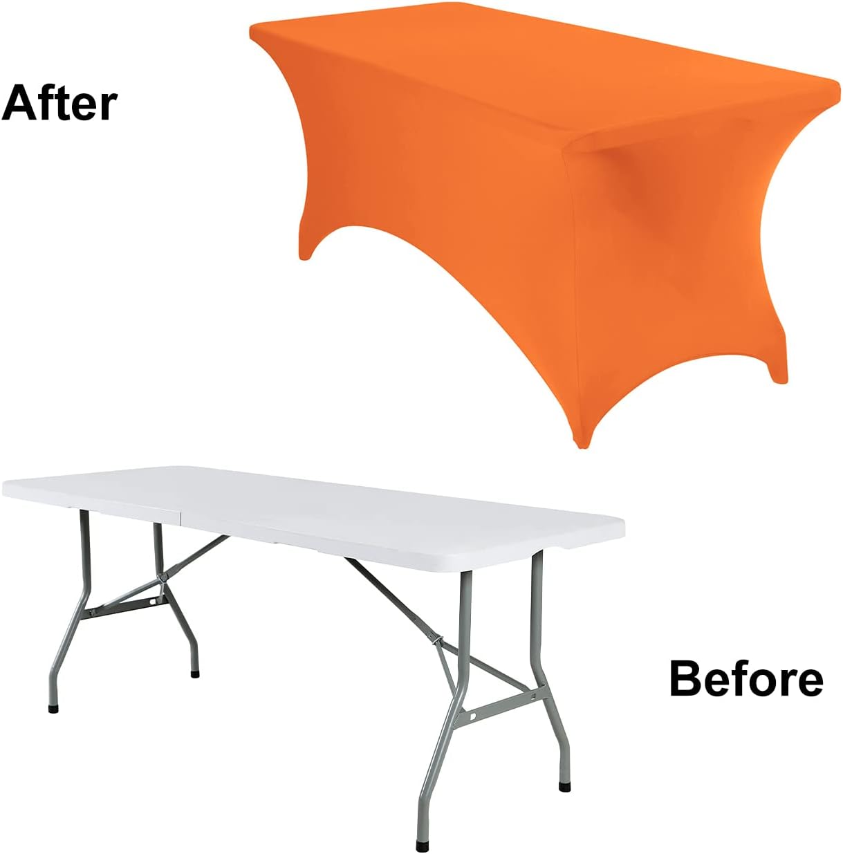 4Pack Spandex Waterproof Table Covers 6ft，Spandex 6ft Waterproof Table Cover for Party,Wedding, Banquet, and Events(Orange)