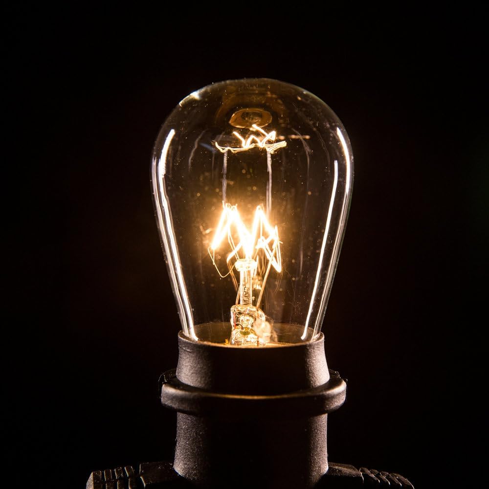 Hometown Evolution, Inc. 50 Foot E26 Commercial Outdoor String Lights with 25 Suspended Sockets and S14 Clear Bulbs for Weatherproof Heavy Duty Vintage Outside Lighting