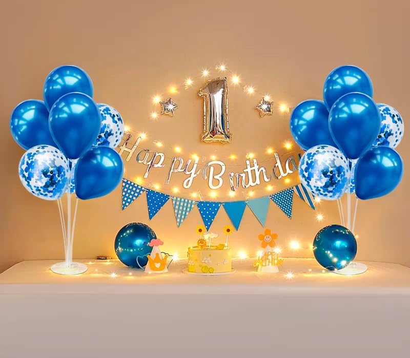 Blue Balloon Stand Centerpiece Table Decorations for Men's Birthday Father's Day Retirement Graduation Decorations Class of 2025(Blue set4)