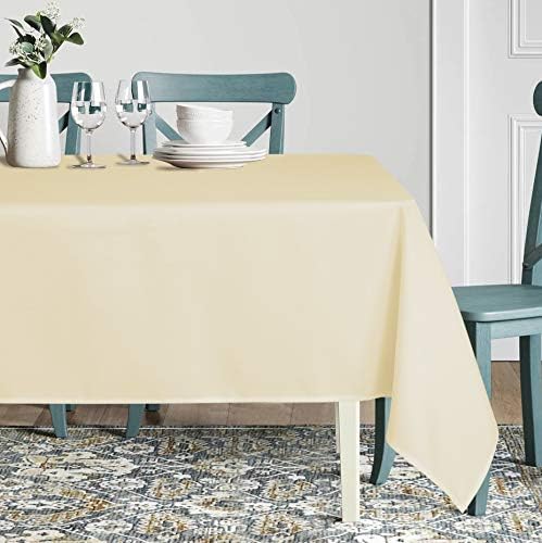 sancua Rectangle Tablecloth - 54 x 108 Inch - Stain and Wrinkle Resistant Washable Polyester Table Cloth, Decorative Fabric Table Cover for Dining Tables, Buffet Parties and Camping, Beige
