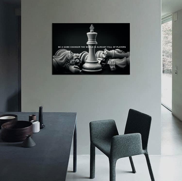 Be A Game Changer The World Is Already Full Of Players Motivational Wall Art International Chess Inspirational Poster Canvas Painting Prints Wall Pictures for Home Decor Framed Artwork [24''W x 36''H]