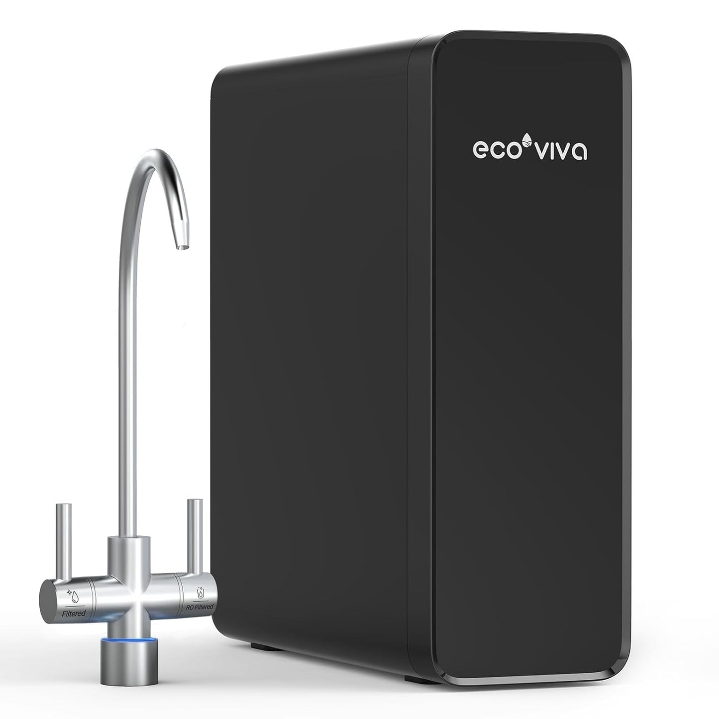 Ecoviva Under Sink Reverse Osmosis System, 8-Stage Water Filtration System, 600 GPD Water Purifier, Fast Dispense, 2.5:1 Pure to Drain, Easy Installation, Reduce PFAS, NSF/ANSI 58 Certified