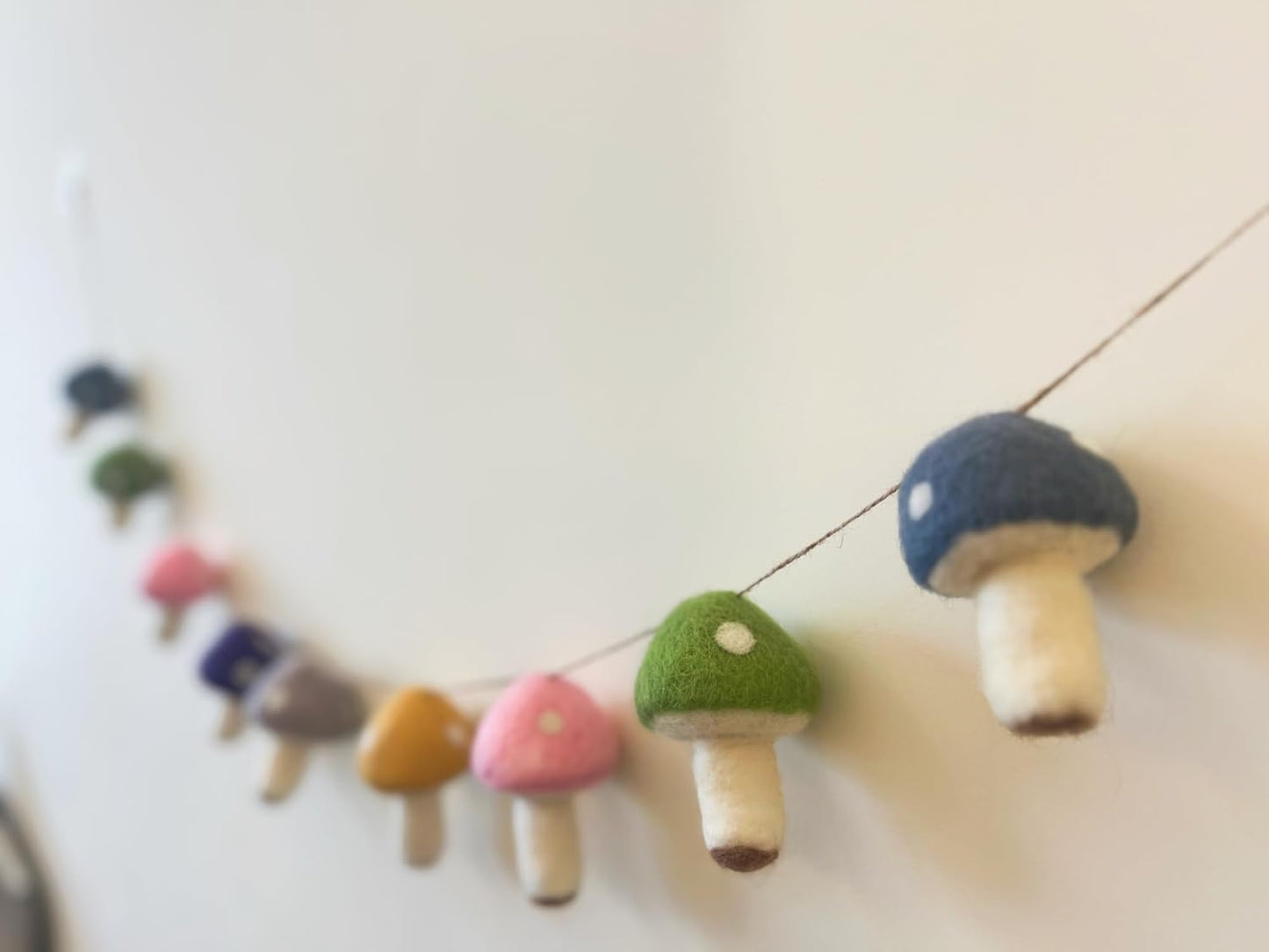 B&D Handmade Wool Crafts Art Set, Colorful Mushroom Garland- Winter and Easter Spring Multi Themed Home Decorations