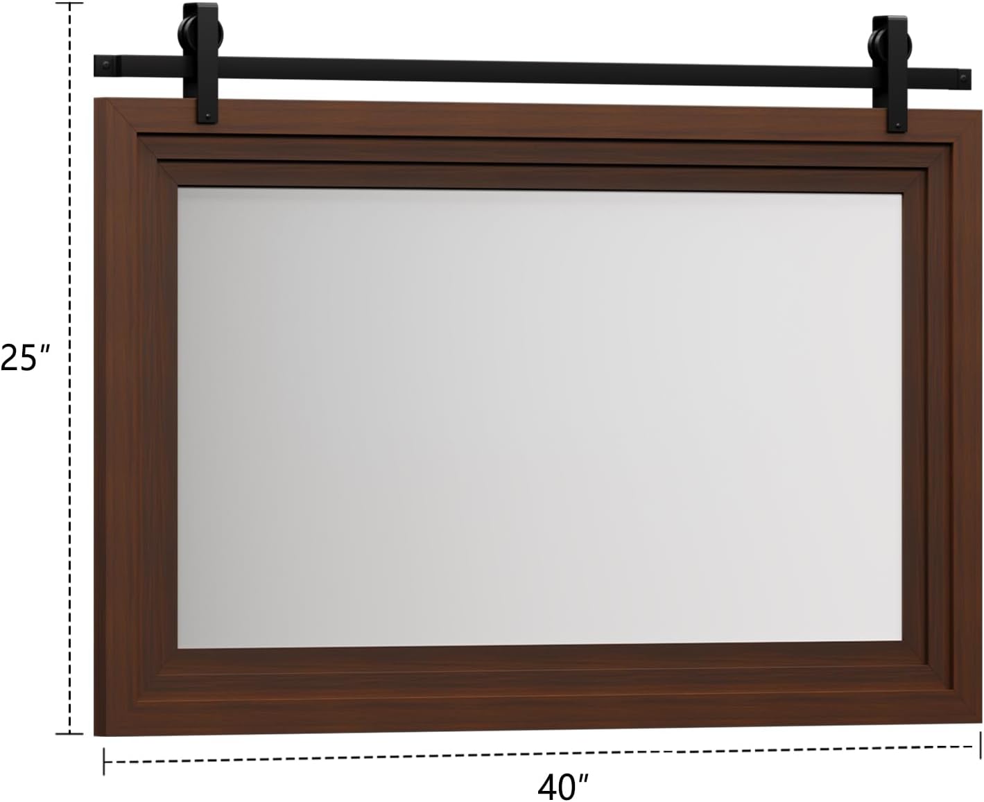 ALBAD Farmhouse Wood Framed Wall Mirror, Natural Wood and Framed Wall Mounted Bathroom Vanity Mirror for Farmhouse Decor, Vertical or Horizontal Hanging