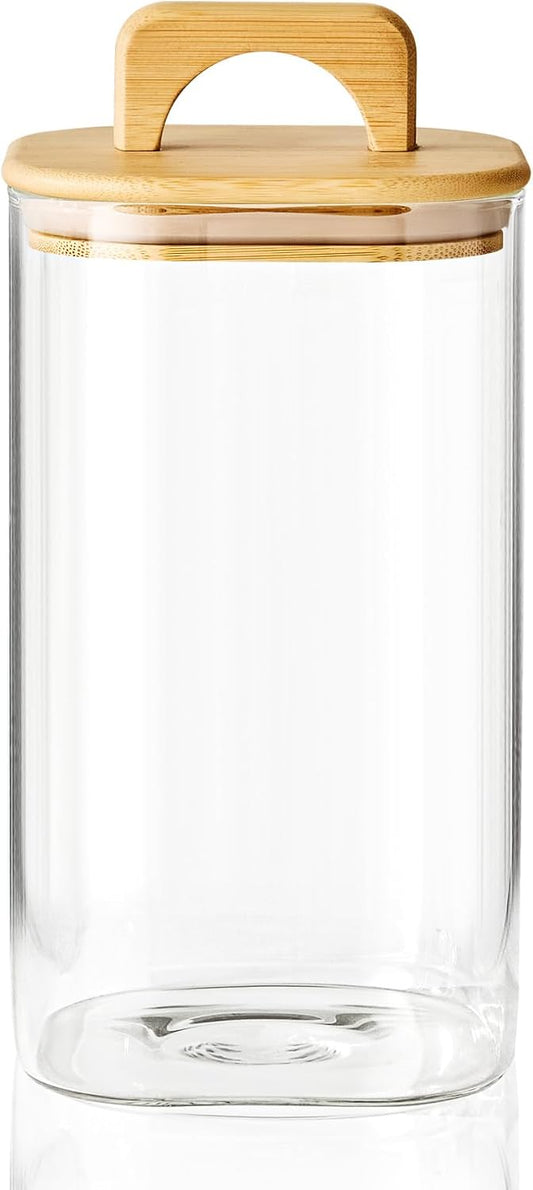 Sweejar 2 qt Glass Food Storage Jars with Airtight Lid, Half Gallon Laundry Pods Container, 64 oz Glass Jars for Laundry Room Organization, 1 Pack