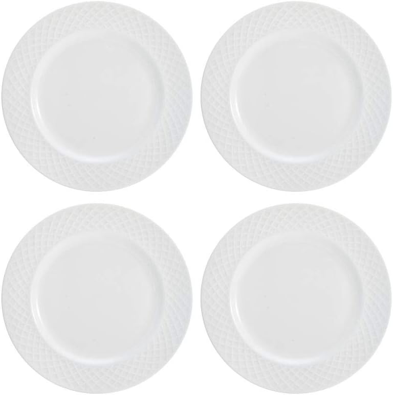 Mikasa Trellis Bone China 16-Piece Dinnerware Set, Service for 4, White Lightweight Porcelain with Textured Design, Chip-Resistant and Dishwasher Safe