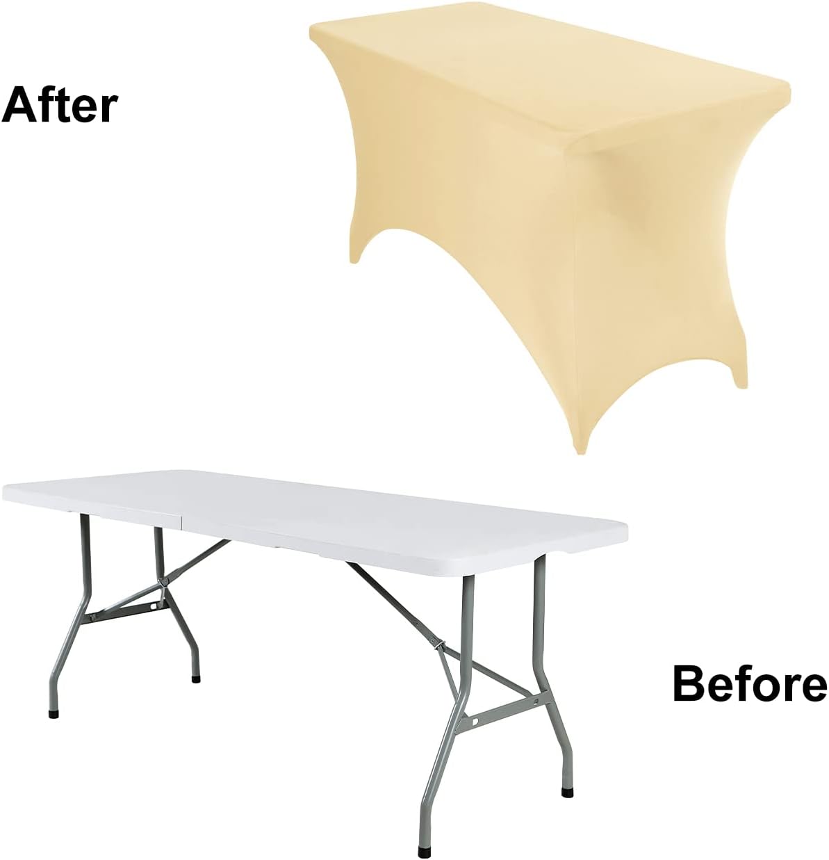 2Pack Spandex Waterproof Table Covers 4ft，Spandex 4ft Waterproof Table Cover for Party,Wedding, Banquet, and Events(Champagne)