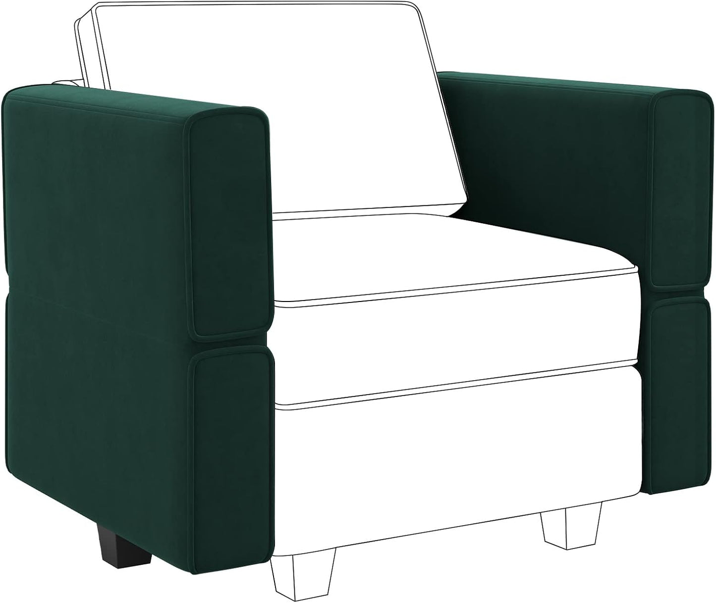 Belffin Modular Sofa Armrest Backrest Module for Modular Sectional Sofa Couch Side Armrest, Backrest Velvet Green